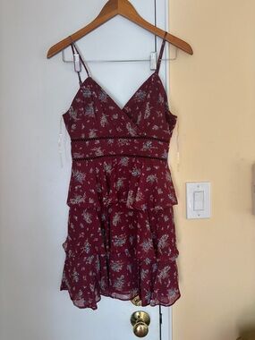 Trixxi Burgundy Floral Mini Dress
